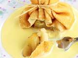 Aumônières de crêpes aux pommes caramélisées, crème anglaise