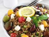 Salade de lentilles à la grecque (tomates, feta)