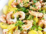 Salade de pommes de terre aux crevettes scampis