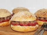 Hamburger brioché au chocolat, fraise et citron