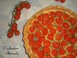 Tarte aux tomates cerises, moutarde et pavot