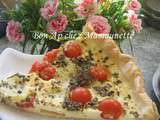 Tarte aux tomates cerises du jardin et au fromage de bufflonne