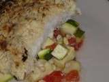 Crumble de poisson aux pignons et tomates