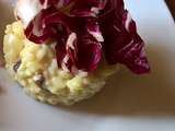 Risotto, radicchio, raisins secs, roquefort