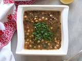 Soupe harira aux lentilles et pois chiches