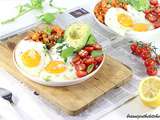 Assiette Brunch {Patates Douces, Tomates, Avocat et Oeufs} Sauce Basilic