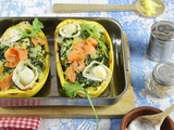 Courge Spaghetti Epinards, Saumon Fumé et Fromage de Chèvre