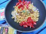 One pot pasta au chorizo, tomates séchées et poivrons