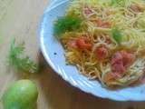 Tagliolinis au citron vert, saumon fumé et ricotta