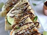 Crêpes au lait de coco, chocolat, menthe et citron vert