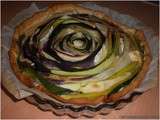 Tarte  serpentin  courgette, poireau, carotte violette, chêvre