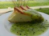 Gâteau au fromage blanc et coulis de kiwi