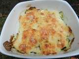 Gratin de courgettes, jambon fumé § parmesan