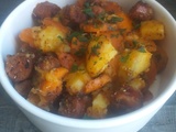 Poêlée carottes, merguez & pommes de terre