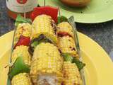 Brochettes a l'americaine et camembert au barbecue