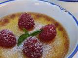 Creme brulée au basilic et framboises