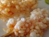 Crevettes soufflees aux chips de crevette - cuisine moleculaire