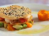 Millefeuille st jacques avocat et mandarines vinaigrette mandarine