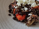 Lentilles beluga, aubergines et tomates confites