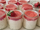 Riz au lait et sa gelée de fraises fraîches