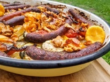 Saucisses de volaille, aux légumes et aux girolles