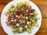 Orechiette au pesto de fanes de radis, pancetta grillée