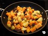 Wok butternut-pomme de terre aux fruits secs