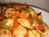 Conchiglie aux crevettes, aneth et fenouil