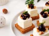 Cubes de chèvre frais, pain d’épices et raisins rôtis