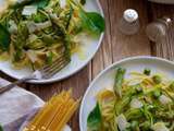 Spaghettis aux asperges, courgettes et parmesan