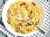 Spaghetti aux artichauts et tomates confites