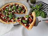 Délicieuse tarte aux tomates confites/moutarde/pesto (maison) et pâte feuilletée escargot