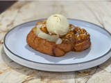 Pain perdu aux poires, caramel de noisettes