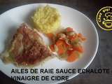 Ailes de raie sauce echalote et vinaigre de cidre