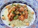 Couscous de poisson, fèves et gambas, façon express