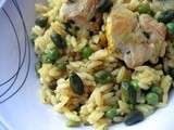 Riz pilaf aux poulet et pistaches