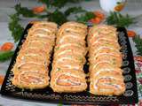 Roulés aux carottes , fromage ail et fines herbes et truite