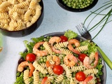 Salade de Fusilli, petits pois et crevettes (pour 1 pers)