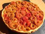 Tarte aux pommes, bouquet de roses