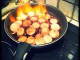 Boudins blancs aux échalotes flambés au porto