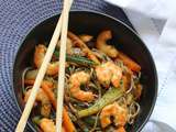 Nouilles soba aux crevettes et petits légumes