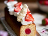 Cake aux fraises, ganache montée à la fleur d'oranger