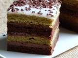 Gâteau Napolitain au thé matcha et chocolat