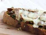 Tartines aux champignons, ail des ours et cantal