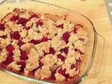 Crumble noix de coco, bananes et framboises de Goubidou