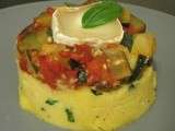 Cercle de polenta au basilic et ratatouille