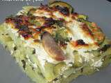 Gratin de pommes de terre, courgettes, menthe et feta