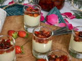 Verrines apéritives ~ Panna cotta chèvre, tomate & fraise