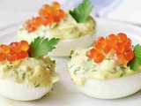 Oeufs farcis aux artichauts et œufs de saumon