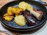 Boudin-compote et crispy smashed potatoes